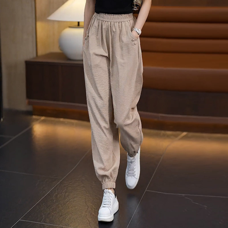 Ice Silk Cotton Linen Thin Cropped Casual Pants Women's Summer Comfortable Fashion Harlan Pants High Waist Loose Bloomers Ice Silk Cotton Linen Thin Cropped Casual Pants Women's Summer Comfortable Fashion Harlan Pants High Waist Loose Bloomers
