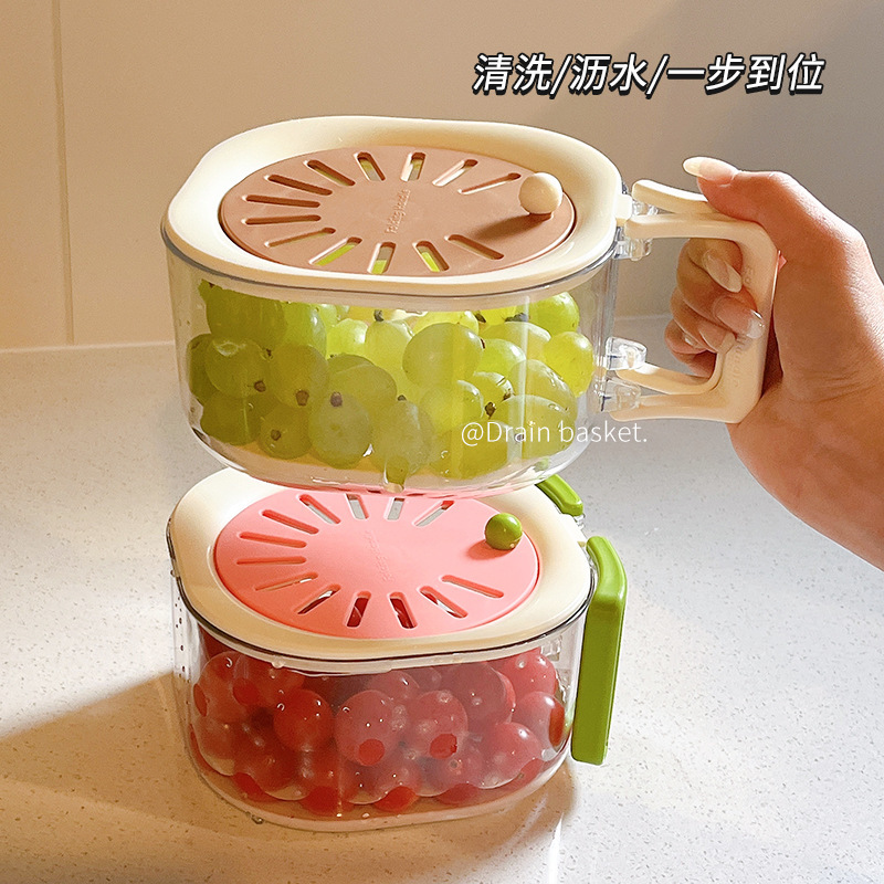 新しい二層食品グレードの厚みのある多機能フルーツプレート、家庭用果物洗浄ツール、野菜洗い桶、フルーツプレート、排水バスケット|undefined