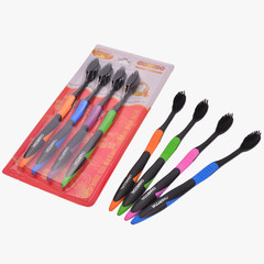 Cross-border Korean version bamboo charcoal toothbrush wholesale adult household soft bristles nano-fine soft large black hair thick handle toothbrush