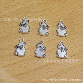 批发diy饰品配件  亮银色光面合金小白兔吊坠手链挂件项链小吊牌