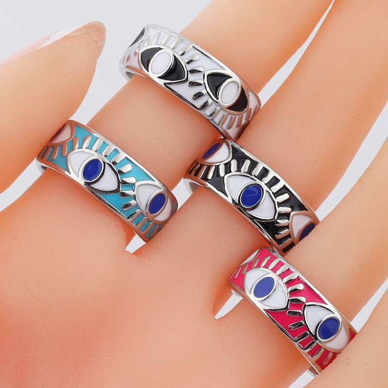 Fashion Devilu0027S Eye Copper Open Ring Inlay Resin Copper Rings