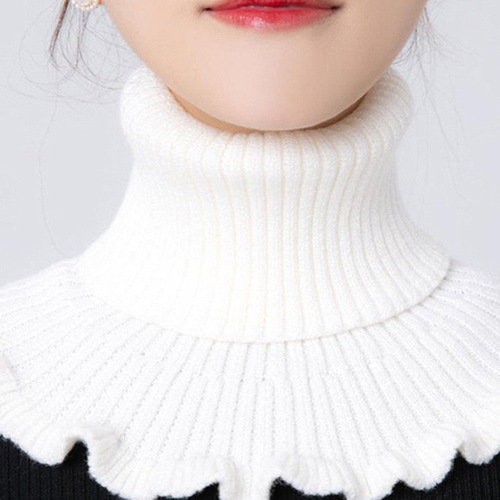 Autumn and winter new style knitted wool neck protector to protect against cold, wind and warm neck scarf for women solid color simple and versatile high collar fake collar