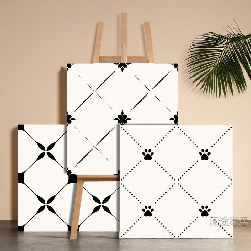 600X600 Milk White Large Patterned Tiles for Guesthouse Restaurant Terrace, Full Ceramic Non-Slip Mosaic Floor Tiles, Bathroom French-Style Tiles