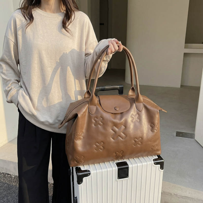 2026 Spring New Short-Distance Travel Storage Bag, Shoulder Tote Bag, Luggage Bag, Soft Leather Sports Fitness Bag