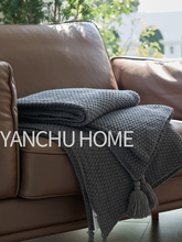 批发北欧复古大吊穗毛毯民宿床尾毯床尾巾搭毯床旗盖毯沙发毯午睡