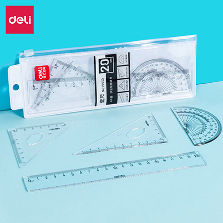 Effective student set of ruler triangle plate protractor geometry tool primary and secondary school students exam ruler drawing transparent ruler
