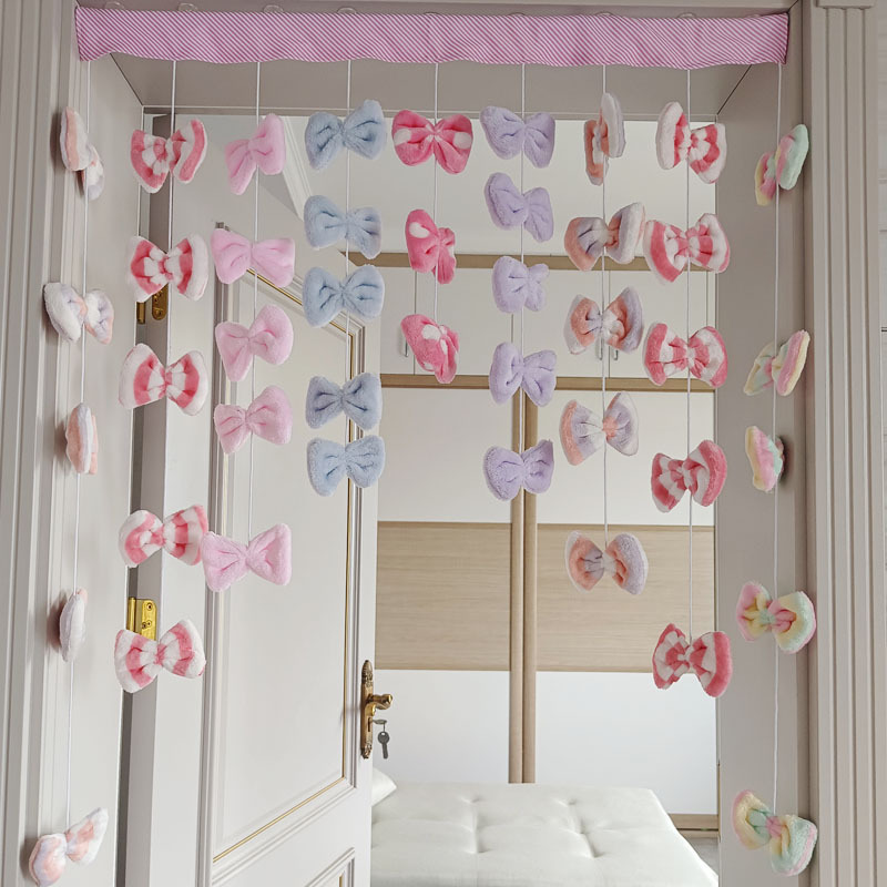 Girl's Heart Full of Bows Decorative Door Curtain Butterfly Garden Door Curtain Partition Curtain Punch-free Bedroom Bathroom Curtain