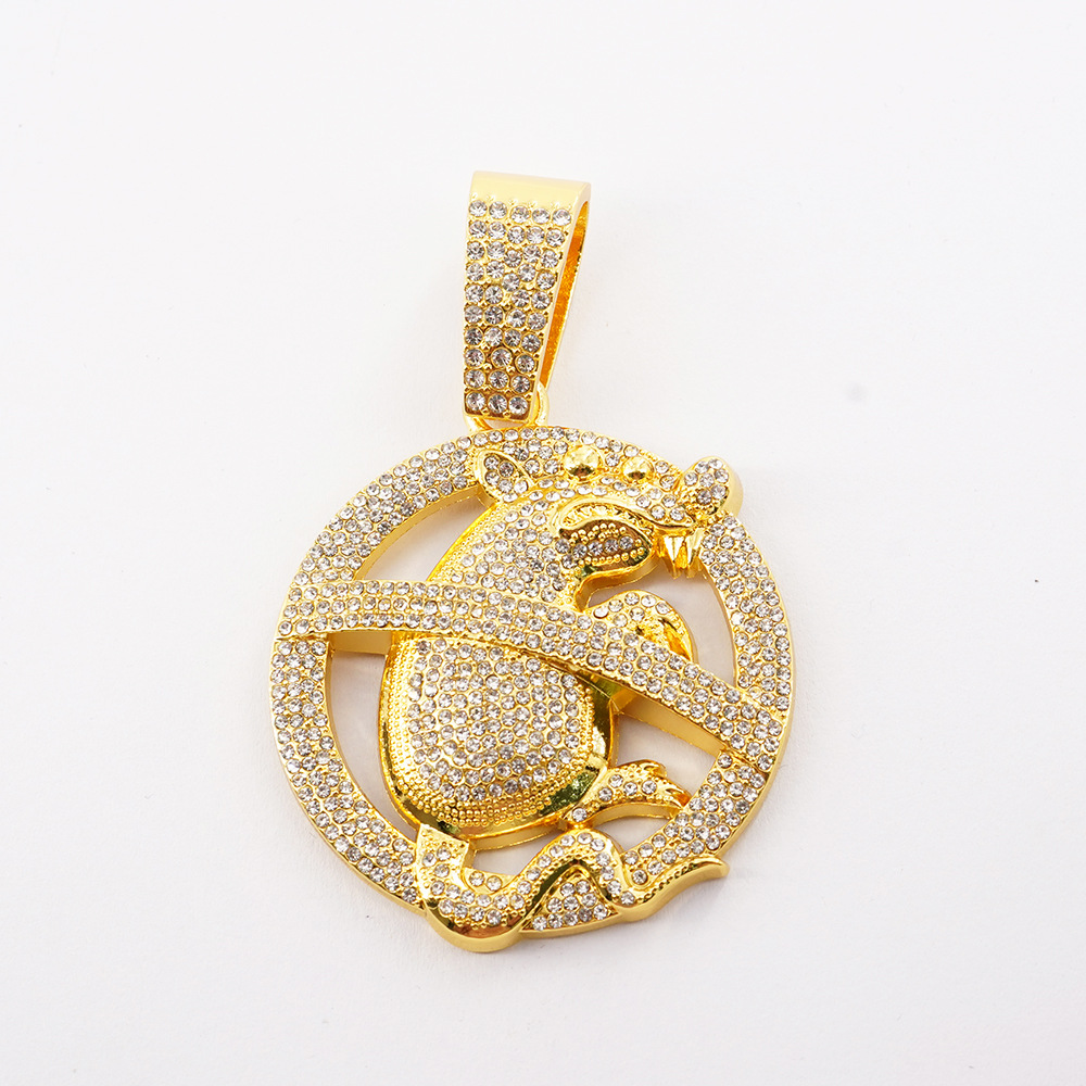Nuevos productos transfronterizos europeos y estadounidenses de aleación de diamante completo collar colgante de ratón hip-hop con joyería collar cubano al por mayor