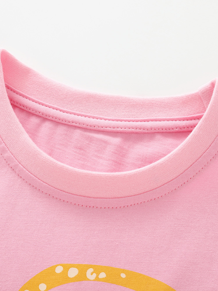 Trajes de niñas malwee transfronterizos de verano nuevos lindos camisetas de cuello redondo de niñas europeas y americanas para niños y medianos dos conjuntos