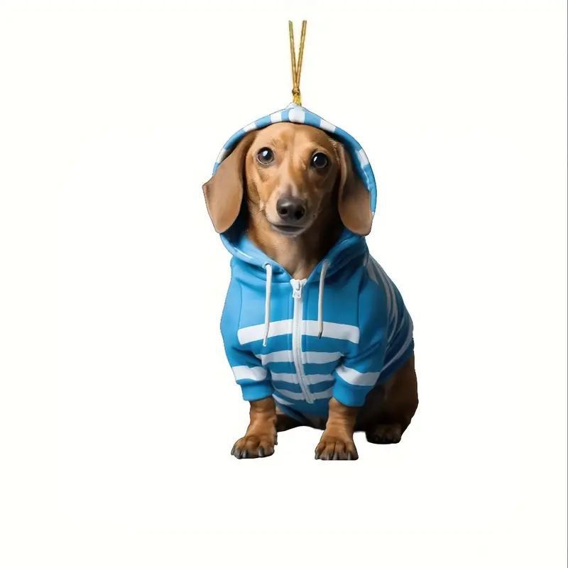 2D acrílico perros de Navidad colgando llavero multifuncional automóvil hogar decoración de fiestas colgantes decoración de la habitación image 6