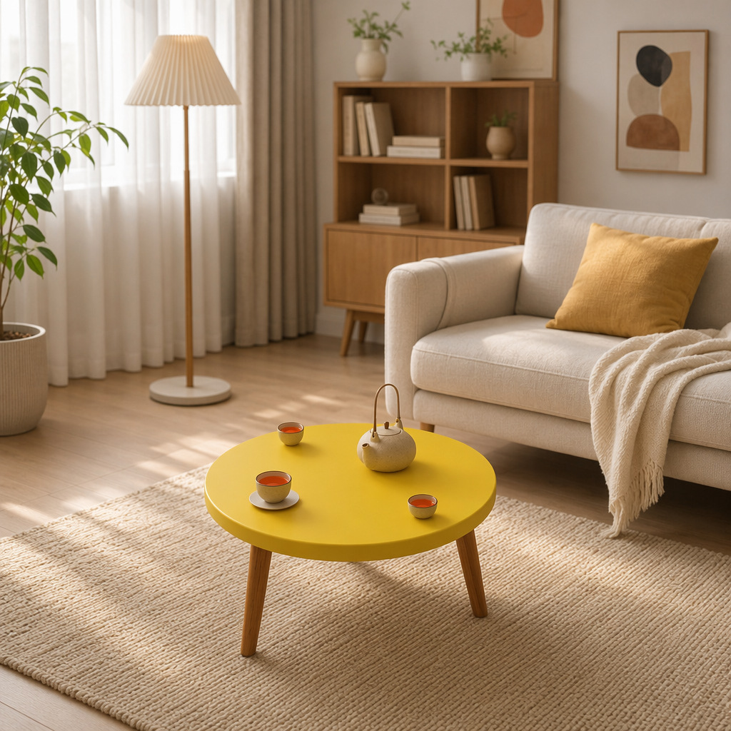 Small Table Bedroom Sitting Light Luxury Table Modern Coffee Table Living Room Home Bay Window Simple Small Round Table Small Apartment Solid Wood