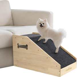 木质老年狗坡道小狗阶梯带防滑盖和垫子床用狗步梯受伤犬斜坡坡道