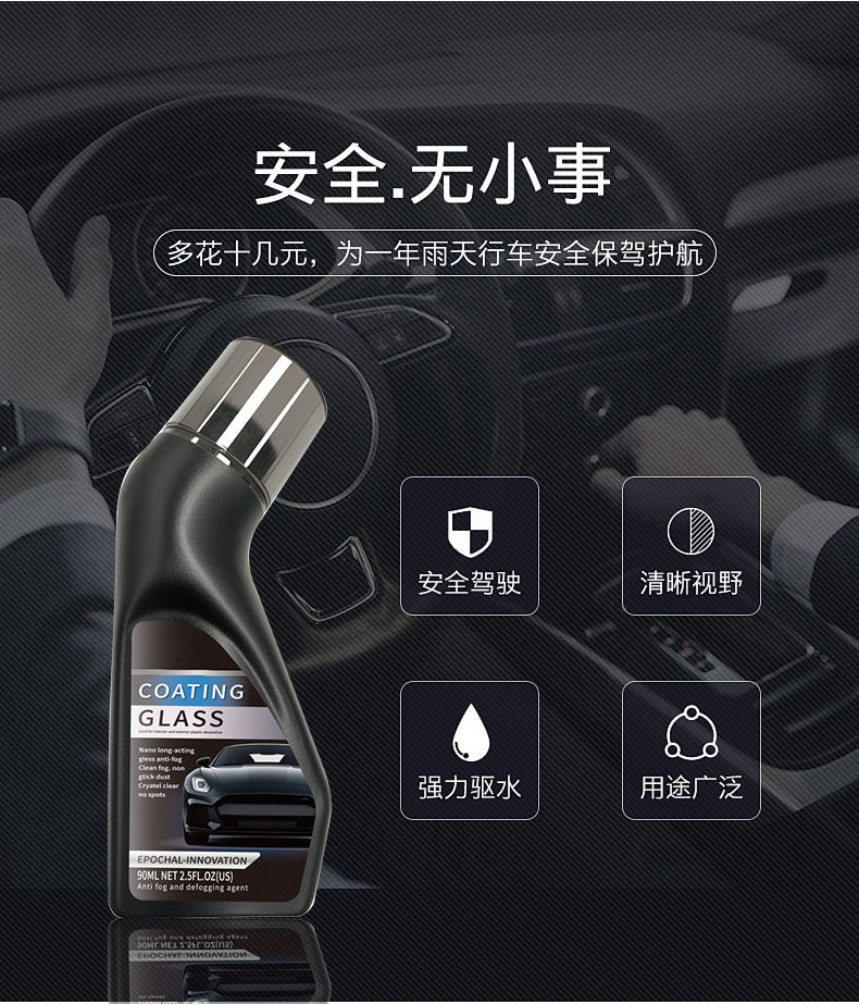 Anti-Fog Coating Agent for Car Glass, Helmet Lenses, Front Windshield, and Rearview Mirror