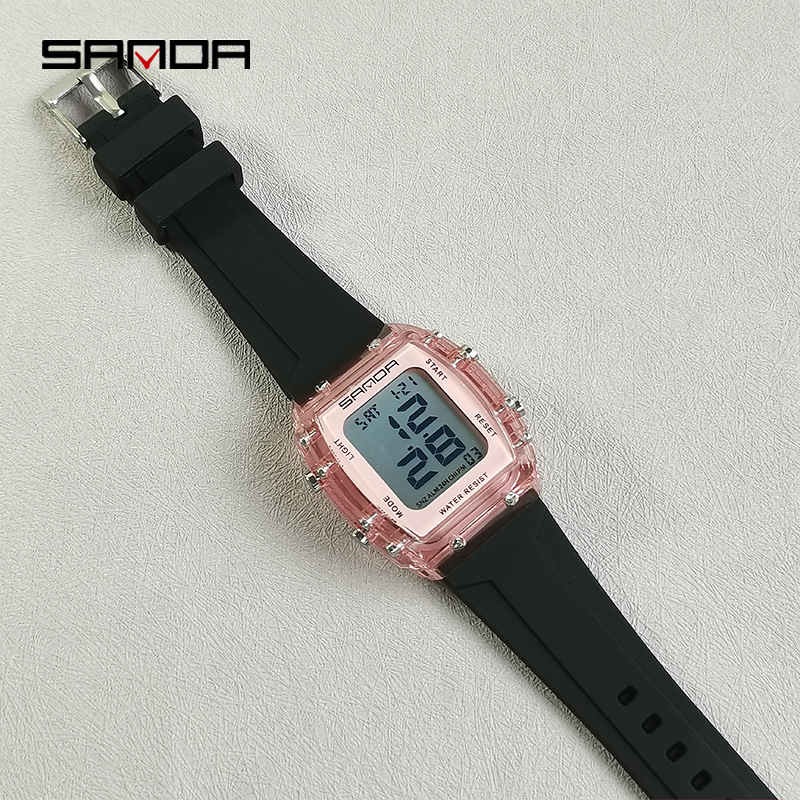 SANDA multifuncional barril de vino tipo reloj electrónico al aire libre para hombres y mujeres estudiantes reloj deportivo de moda reloj impermeable