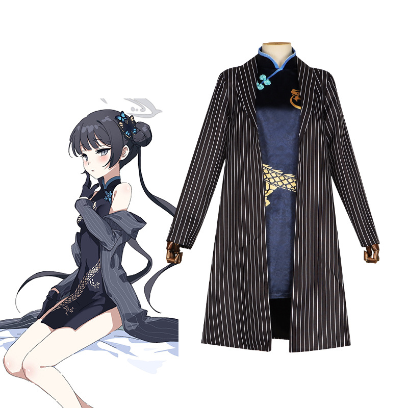 Blue Archive cosplay outfit Azure Empress Kasai cosplay clothing Cheongsam suit Lolita trench coat Kisaki version