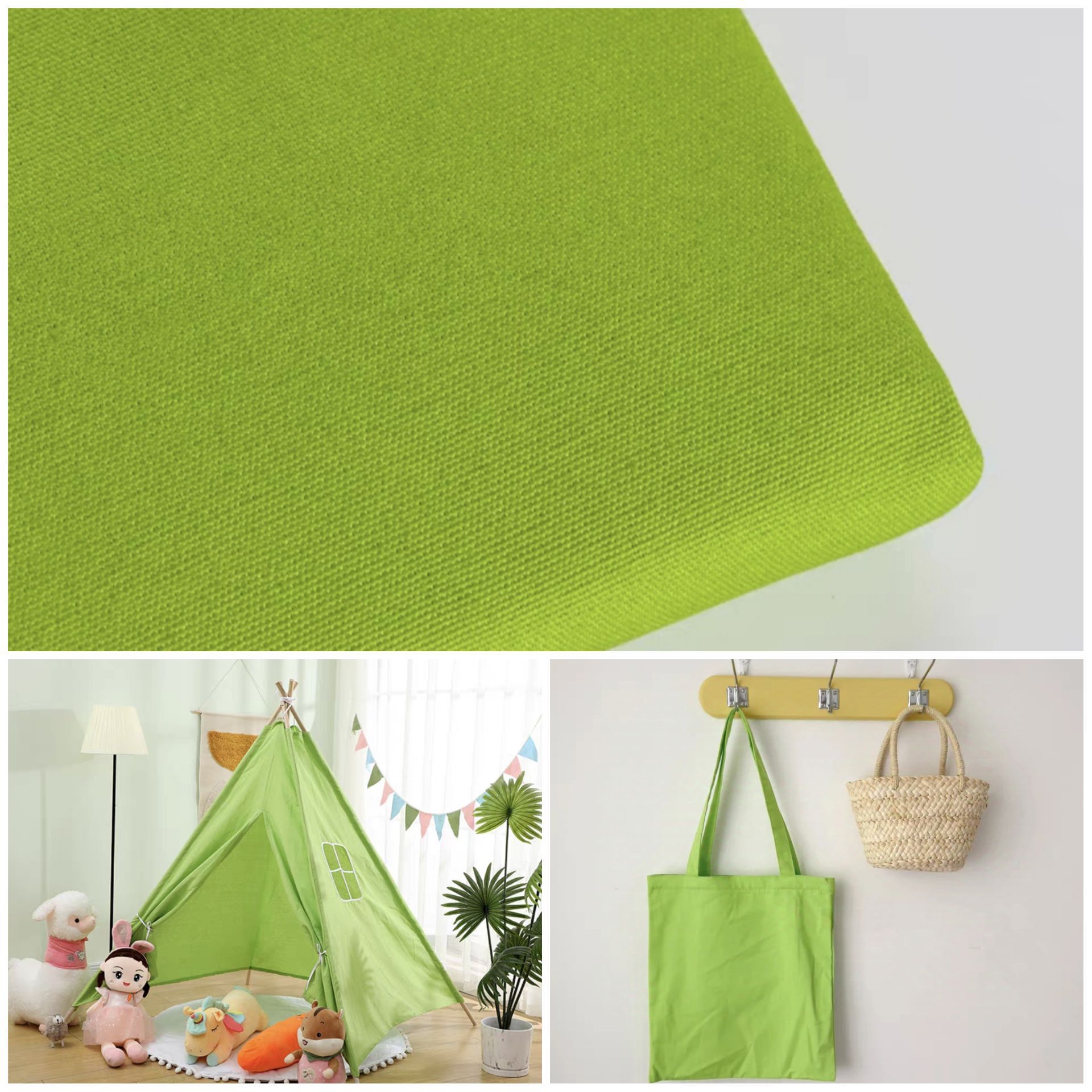 纯绿色糖果色素色全棉帆布布料 纯色 麻布DIY布料 百搭多色厚款