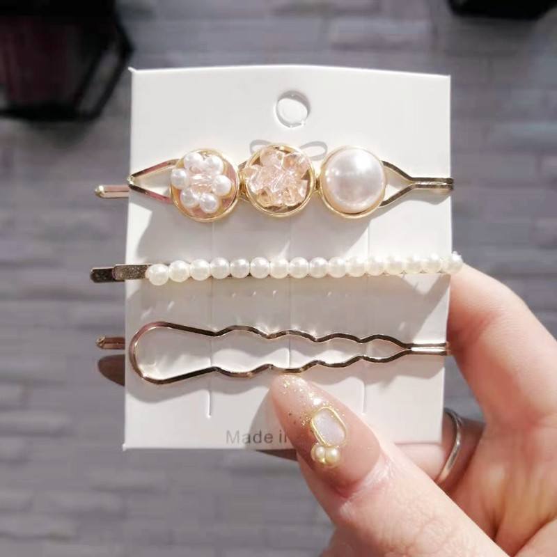 One Word Clip Set Pearl Gravel Hairpin