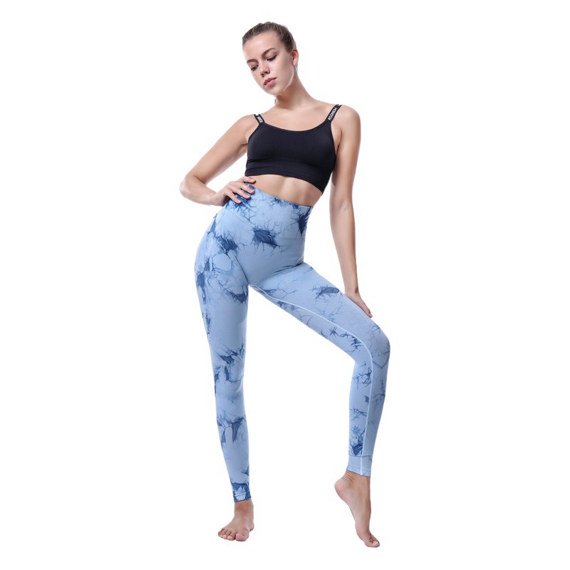Venta caliente pantalones sin costuras pantalones de yoga de fitness para mujer Pantalones deportivos pantalones tie-dye pantalones de entrenamiento de levantamiento de cadera medias elásticas de secado rápido