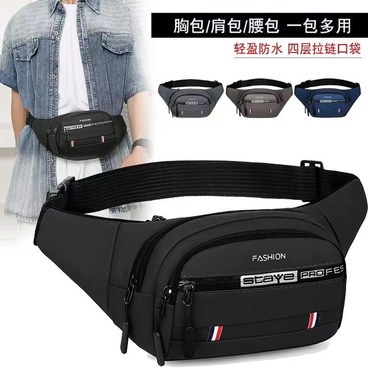 Bolso de cintura de cuatro capas para hombres y mujeres película de cuero impermeable de gran capacidad multifuncional crossbody bolso de la cintura del teléfono móvil resistente al desgaste bolsa de deportes al aire libre