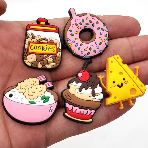 Food series hole shoe flower accessories personal versatile garden shoes soft rubber ornament shoe decoration buckle