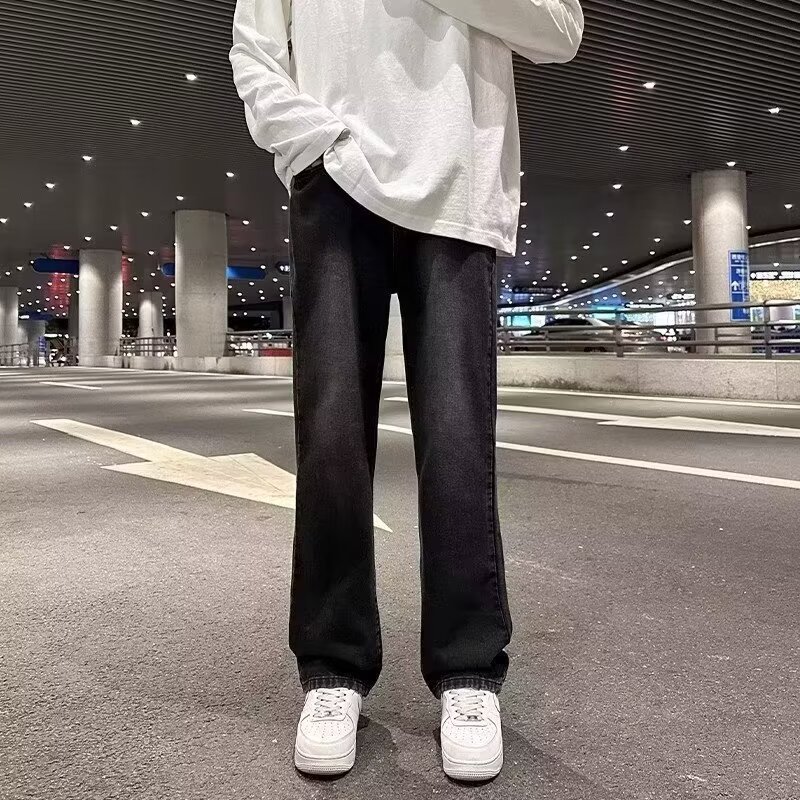 Vaqueros guapos de todo fósforo de la calle americana pantalones holgados de hollín casuales rectos para hombres