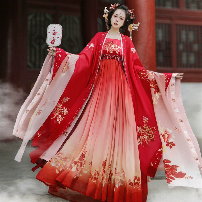 Юбка Chebula Made Tang Hanfu Женское Новое красное свадебное платье национального цвета Tianxiang 2023 Улучшенный свадебный цветок в сказочном стиле Древний костюм