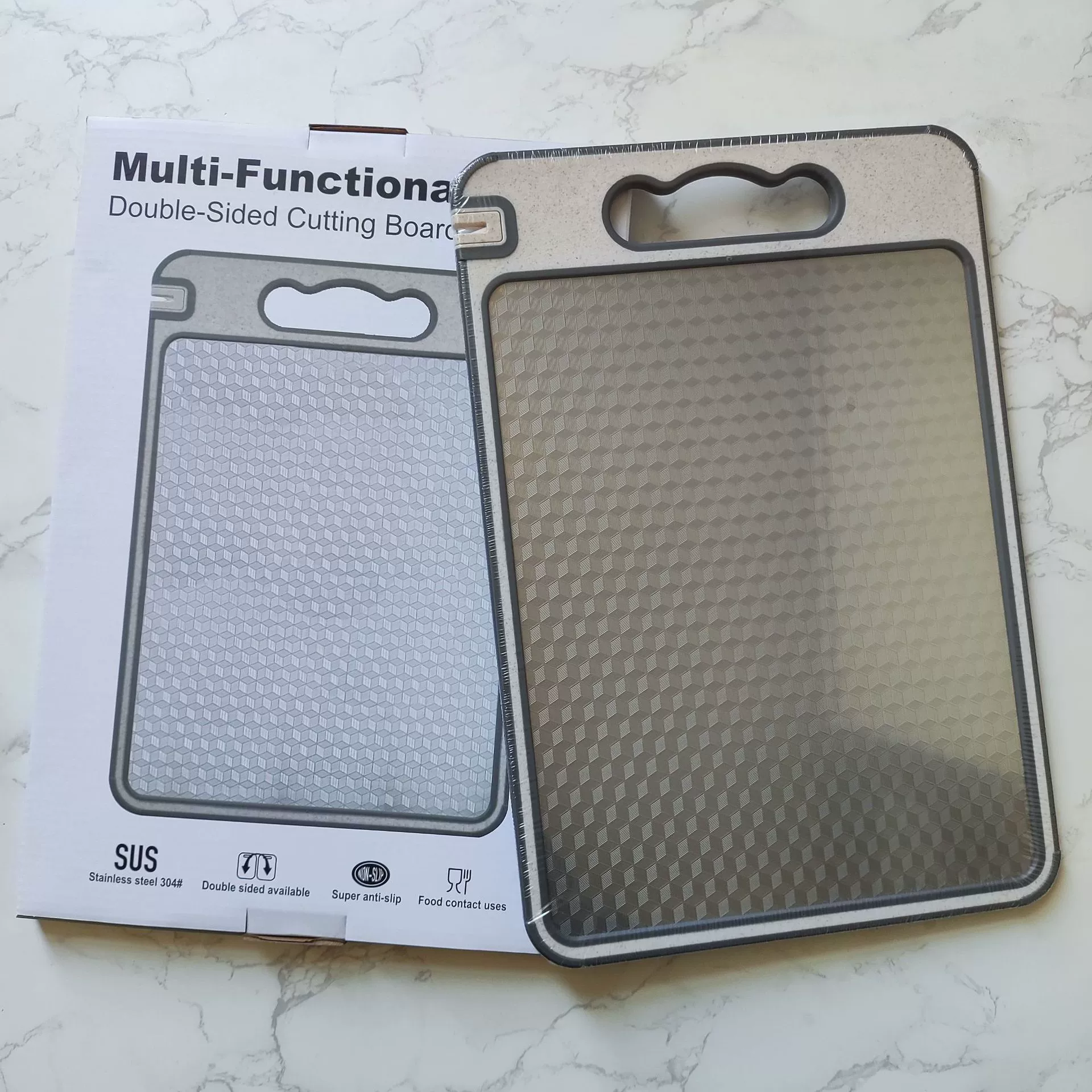 Double-sided cutting board stainless steel, Amazon, 3D
