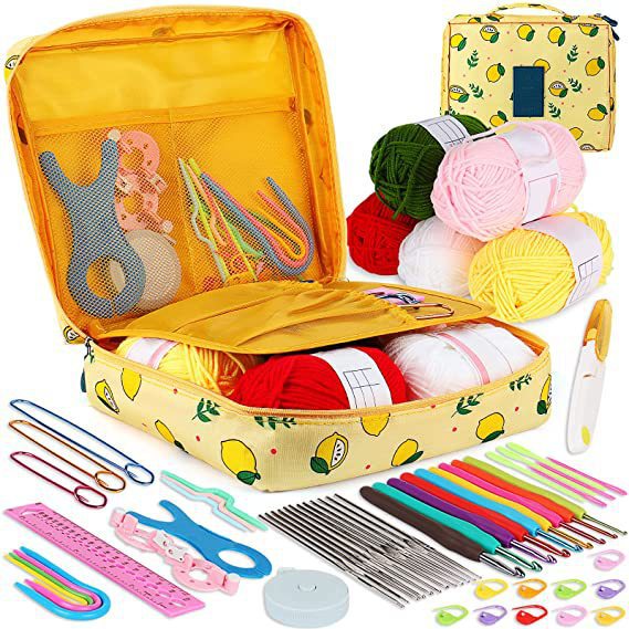 58-Piece Crochet Set Cross-Border Novice Beginner Crochet Full Set Material Package Portable Wool Knitting Tools