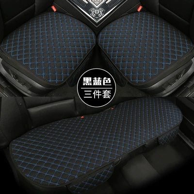 tie-free non-slip single backrest three-piece set | Universal seat cover - black-and-blue-three-piece-set-linen