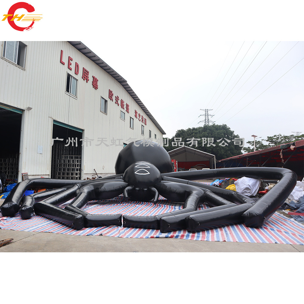 Transfronterizo Halloween Black Spider modelo inflable de 10 metros gigante modelo inflable de araña negra