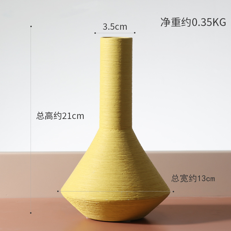 INS Estilo nórdico color arte florero de cerámica decoración simple flor seca arreglo hogar Sala decoración suave