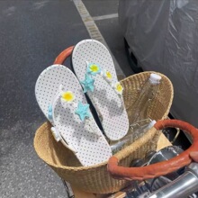 海星鸡蛋花薄荷曼波夏日氛围感~小众波点坡跟增高人字拖鞋夹趾