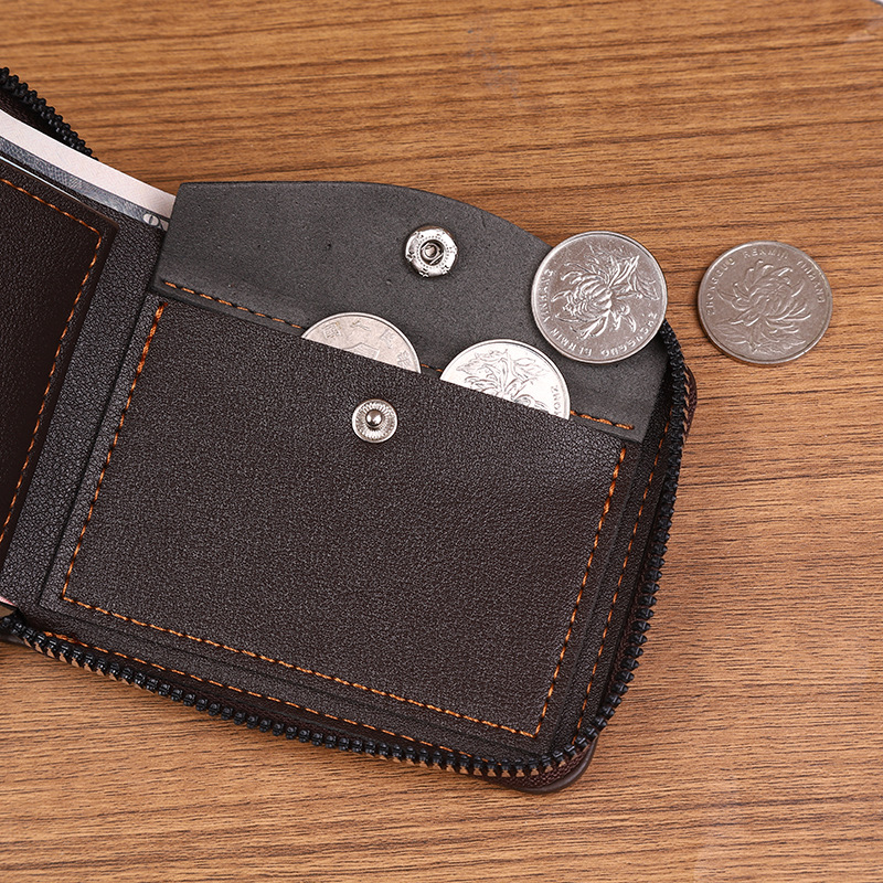 2024 billetera transfronteriza para hombres corta juventud nueva cremallera alta sensación de bolsos de venta rápida explosión fábrica de productos spot