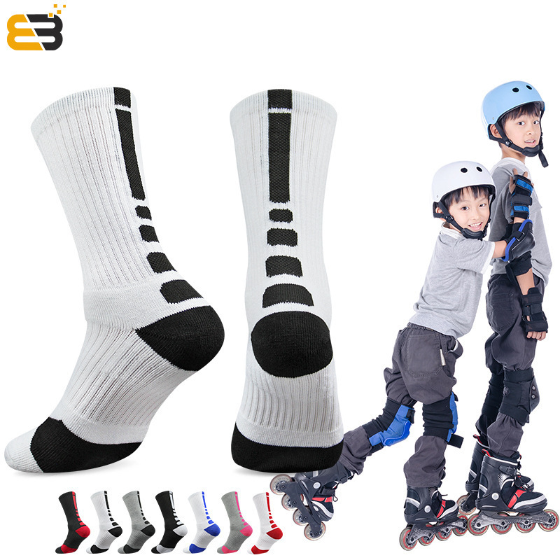 Children's Roller Skating Socks, Special Speed Skating Shoes, Mid-Tube Sports Socks, Breathable Non-Slip Skating Socks for Boys and Girls