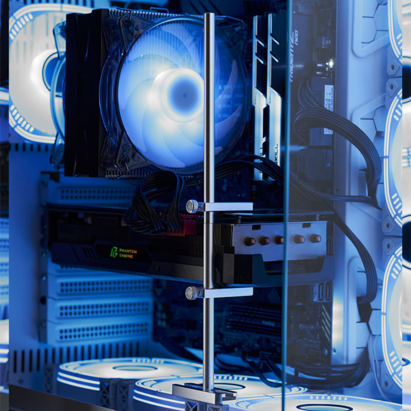 Hanchi aleación de aluminio tarjeta gráfica soporte Mar vista habitación chasis ventilador instalación tarjeta gráfica Jack