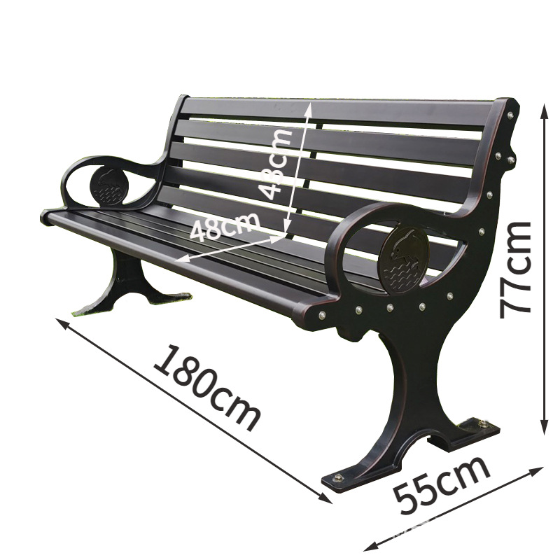 silla de parque silla larga al aire libre banco al aire libre patio asiento de ocio anticorrosión madera sólida plástico madera forjada silla de fila respaldada image 57