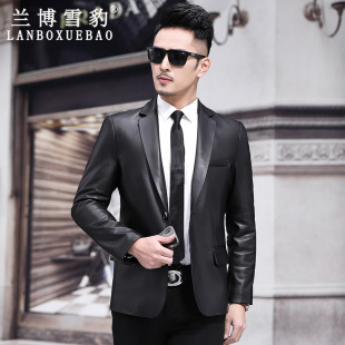Long-term goods 2022 new leather leather men's slim men's business casual sheepskin suit factory outlet