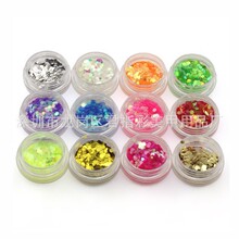 美甲闪粉亮片饰品混合镭射粉散粉亮粉 光疗胶渐变彩粉 12色盒装