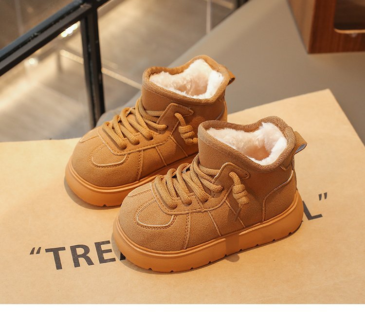 Girls' Snow Boots 2025 Winter New Children's Cotton Shoes Kapibara Big Toe Fleece Lined Thickened Parent-Child Loafers_voghion.com