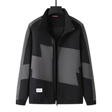 设计师原创春秋季加肥加大码男士工装立领夹克立体拼色潮流时尚男