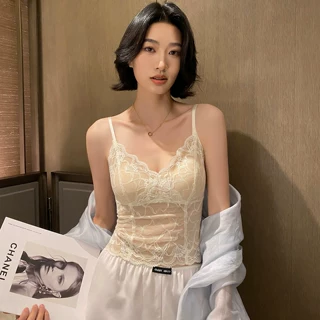 吊带背心女带胸垫一体美背文胸内搭轻薄舒适性感蕾丝内衣外穿批发