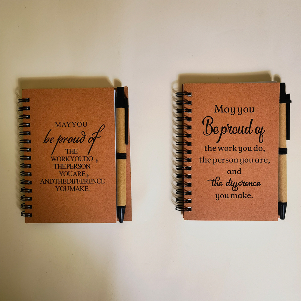 A6 Spiral Notebook Custom-Made with Eco-Friendly Kraft Paper and Printed Blessing Messages, Cross-Border Journal Notebook