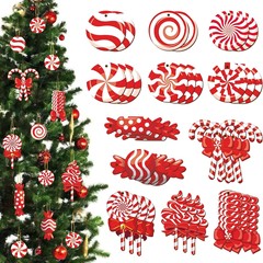 シュガークリスマスツリー装飾品木製ペンダントミントキャンディーステッキロリポップペンダントホームパーティー装飾インテリアインテリア