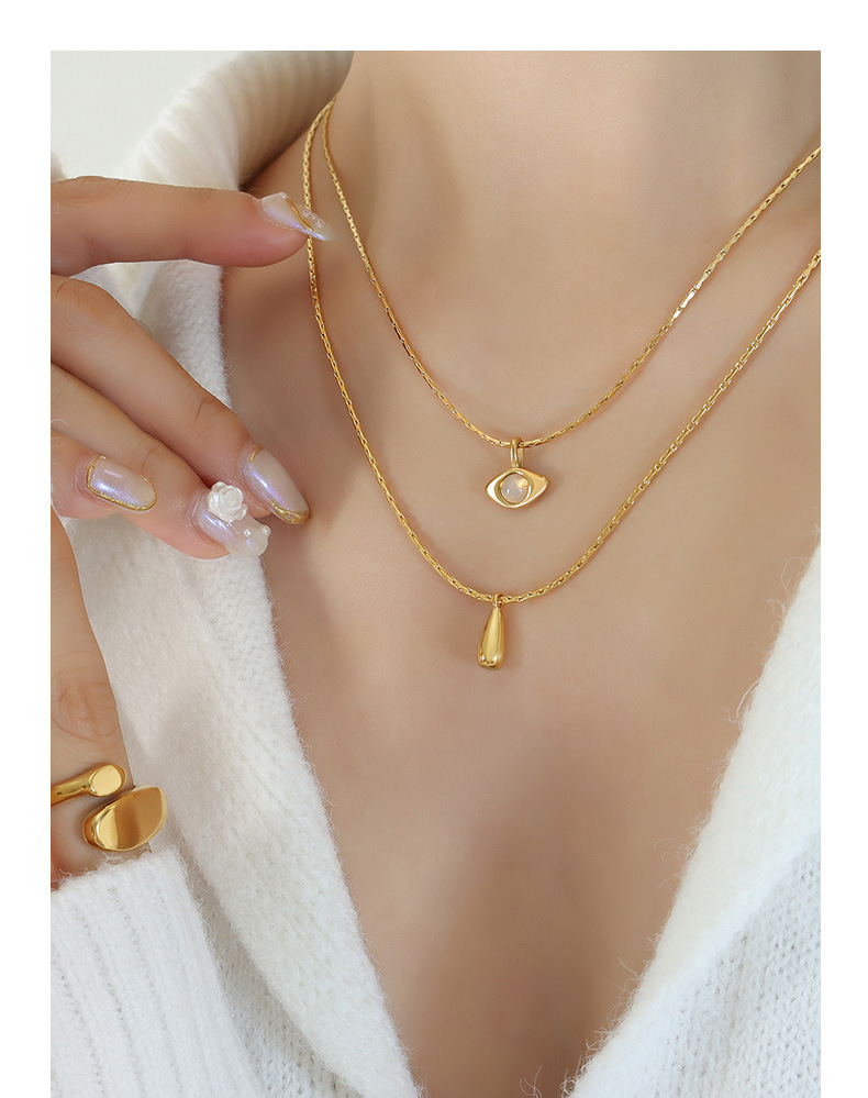 1 Piece Simple Style Water Droplets Titanium Steel Plating Pendant Necklace_colorza_1