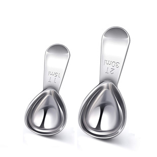 Factory Direct Sales 304 Stainless Steel Coffee Spoon with Graduated Measuring Spoon Milk Powder Spoon Seasoning Spoon Measuring Spoon Set Wholesale