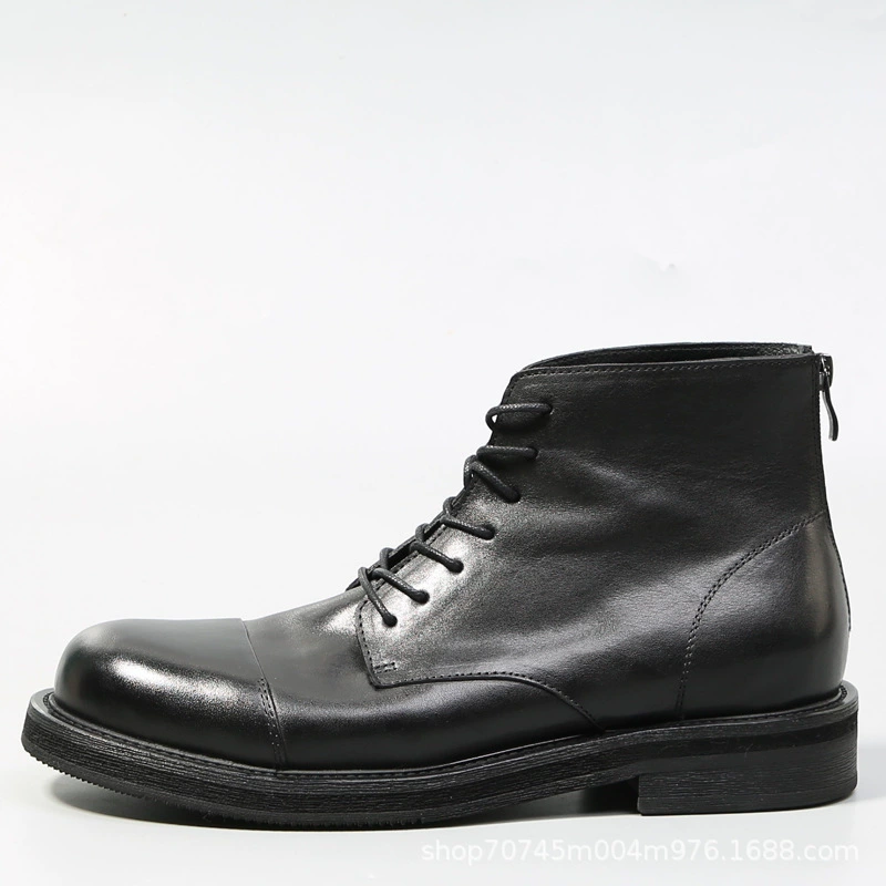Мужские ботинки, ботинки-мартинсы, из конской кожи, ретро-ботинки высокие мужские кожаные, повседневные кожаные туфли, короткие ботинки, на толстой подошве, прочные, из натуральной кожи (первый слой)