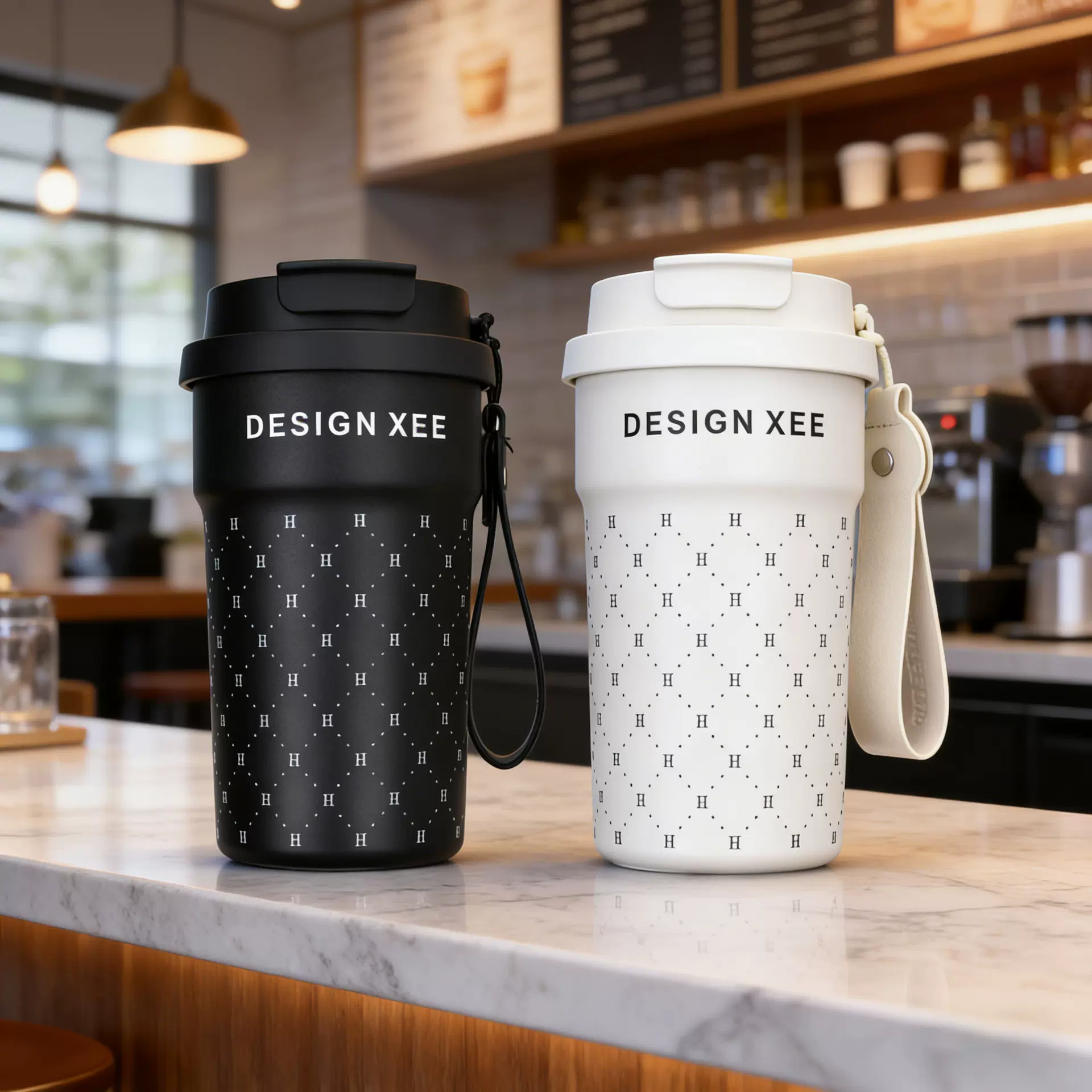 XEE不锈钢保温杯吸管水杯女咖啡杯办公室复古奶茶杯子高颜值随行