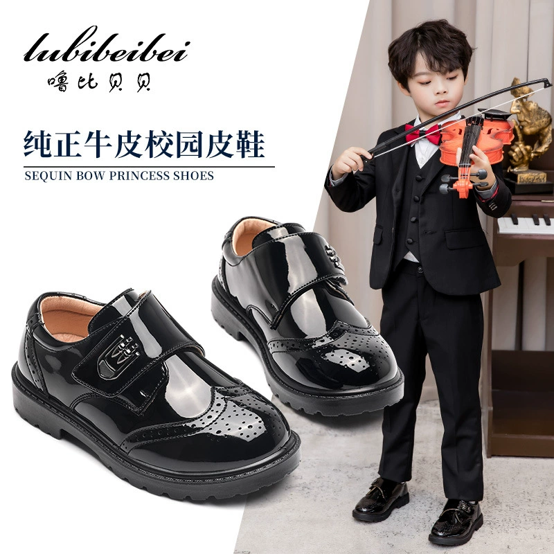 Кожаная обувь для мальчиков 2021, летняя дышащая обувь для колледжа на мягкой подошве в Корейском стиле, черная Студенческая шоу-обувь в английском стиле