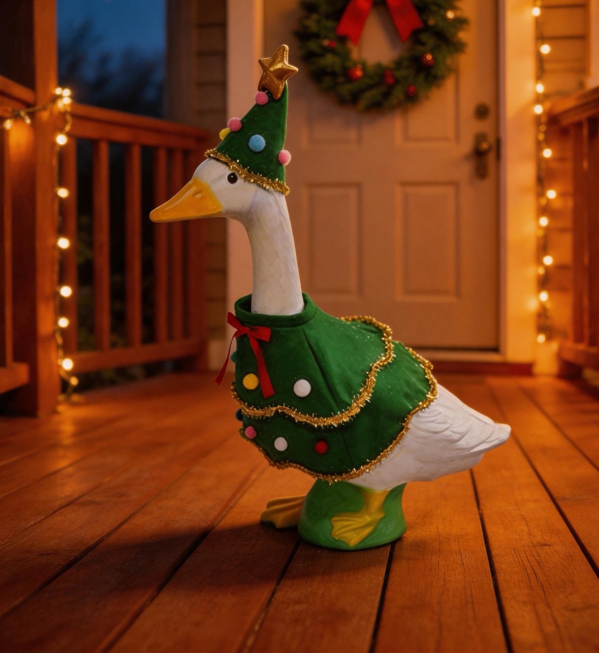 Festive Christmas Tree Velvet Gown & Holiday Goose Cape