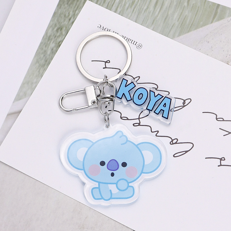 韓国版ボーイズグループ BT21 漫画キーホルダー男性と女性のカップル RJ TATA バッグ車のキーホルダーペンダント|undefined